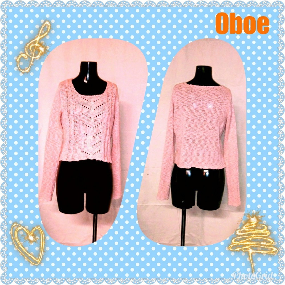 Oboe Women's M/L Salmon Knit Cropped Sweater